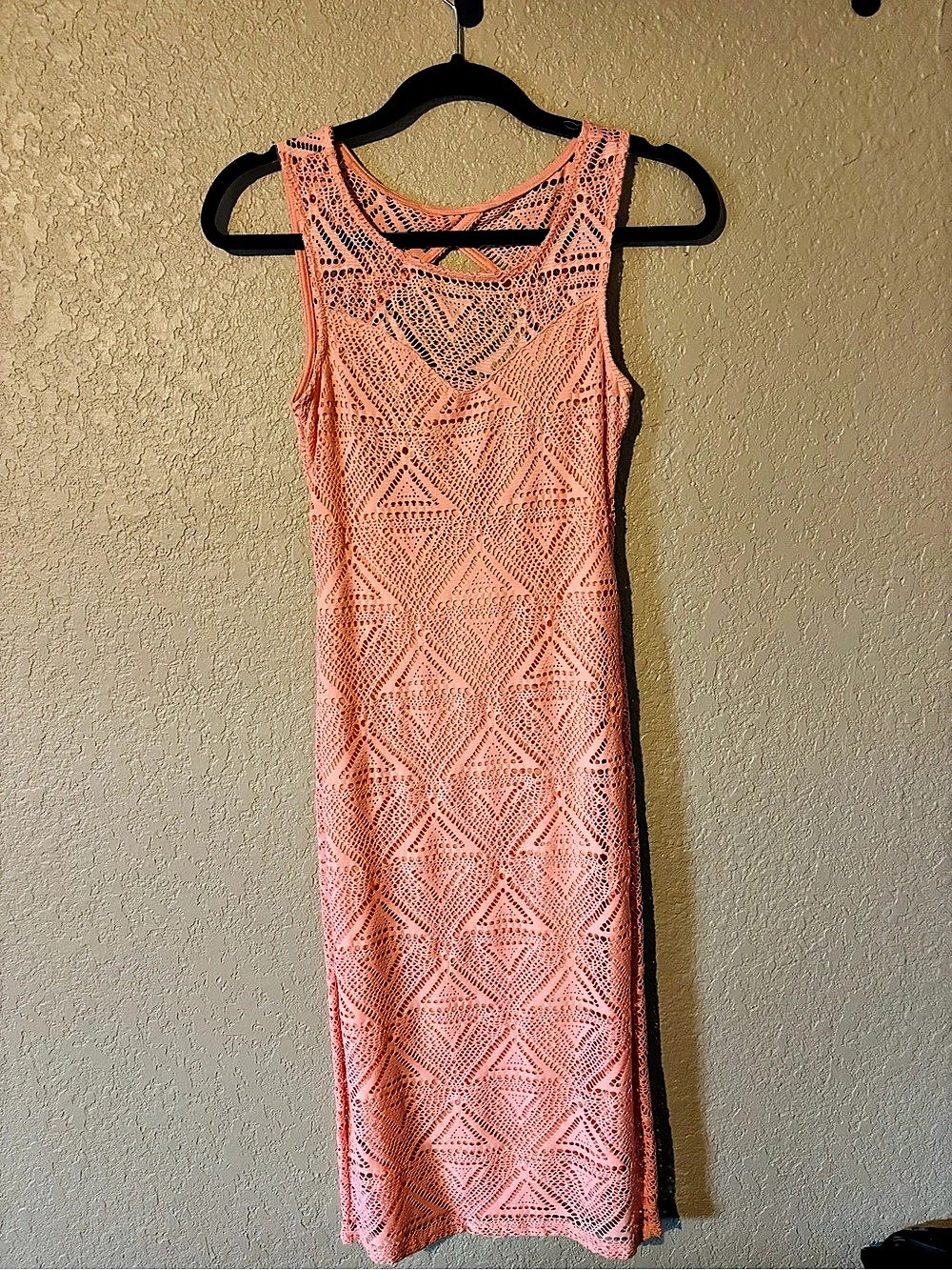 Body Central Geometric Crochet Mini Dress in Orange Like New
